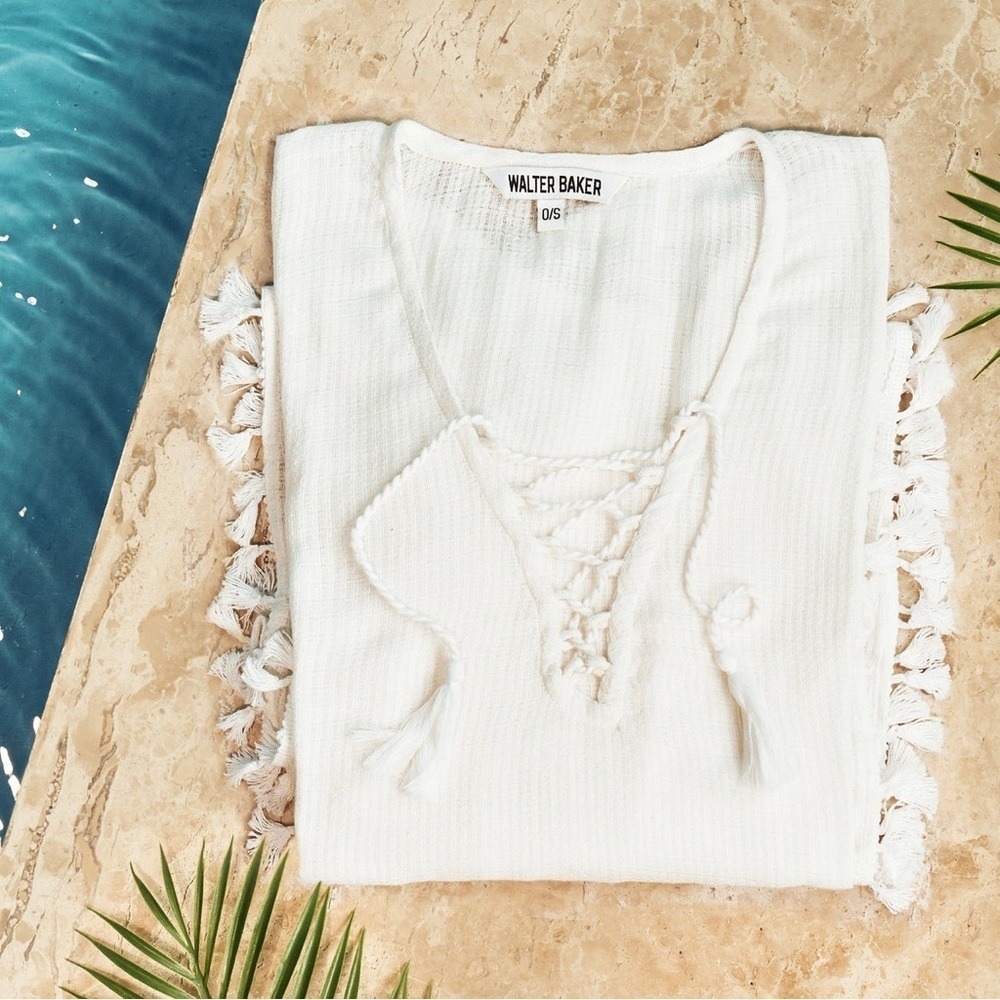 Walter Baker New One Size Acapulco Kaftan Cover Up in Ivory Vacation Resortwear - Picture 2 of 12
